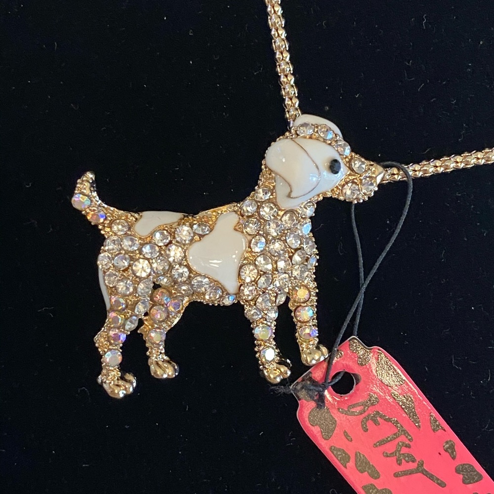 NWT Betsey Johnson Puppy Dog Rhinestone Necklace